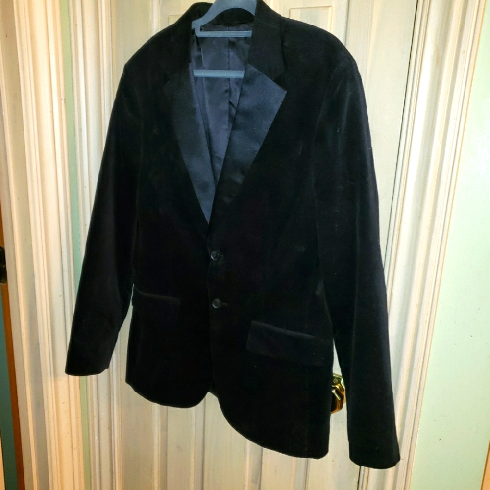 NWT Calvin Klein Black mens sz M velvet Satin Suit Blazer Jacket - Picture 1 of 8